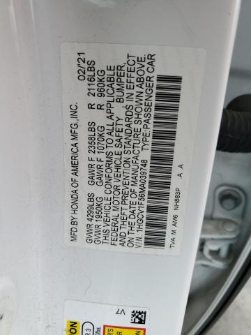 2021 HONDA ACCORD EXL 1HGCV1F56MA039748