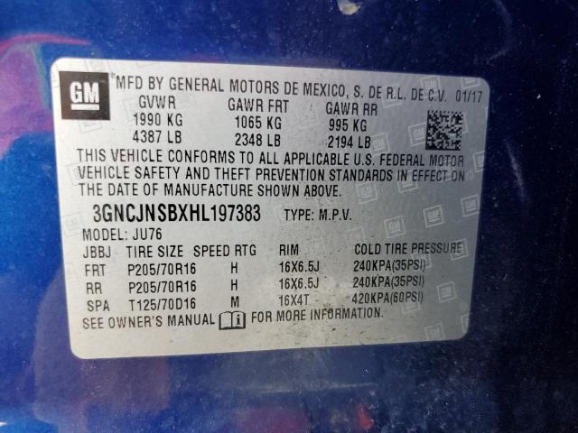 2017 CHEVROLET TRAX LS - 3GNCJNSBXHL197383