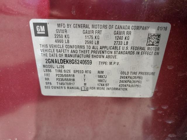 2016 CHEVROLET EQUINOX LT - 2GNALDEK8G6240659
