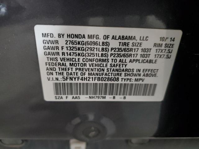 2015 HONDA PILOT LX 5FNYF4H21FB028608