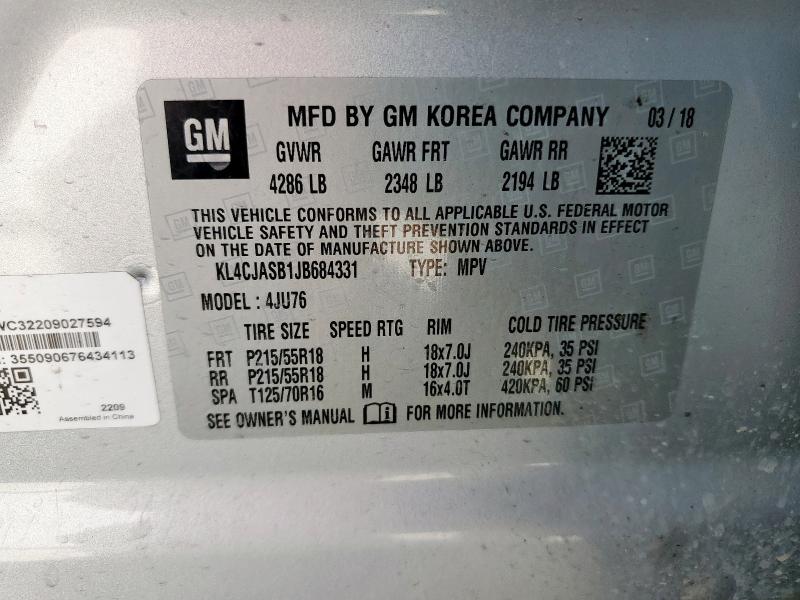 2018 BUICK ENCORE PRE KL4CJASB1JB684331