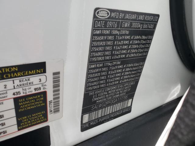 2016 LAND ROVER RANGE ROVE - SALWG2PF0GA117795