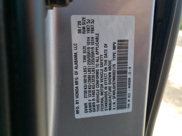 2021 HONDA ODYSSEY EL 5FNRL6H97MB003179