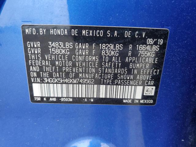 2019 HONDA FIT LX 3HGGK5H46KM749562