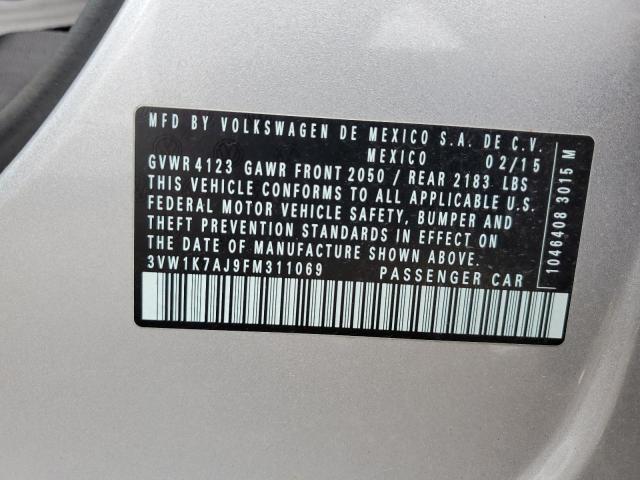 2015 VOLKSWAGEN JETTA BASE - 3VW1K7AJ9FM311069