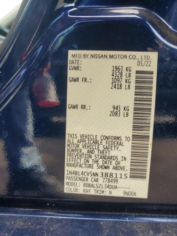 2022 NISSAN ALTIMA SR - 1N4BL4CV5NN388115