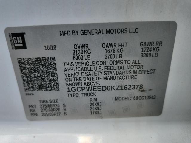 2019 CHEVROLET SILVERADO C1500 LTZ 1GCPWEED6KZ162378
