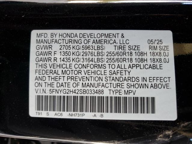 2025 HONDA PILOT EXL 5FNYG2H42SB033488