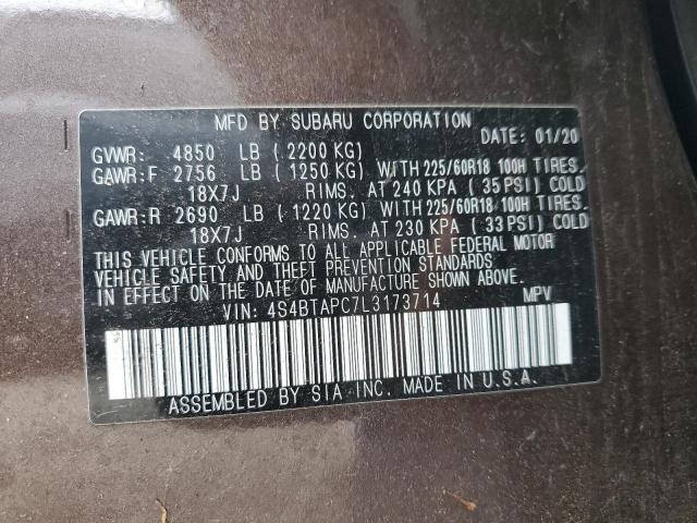 2020 SUBARU OUTBACK TO 4S4BTAPC7L3173714