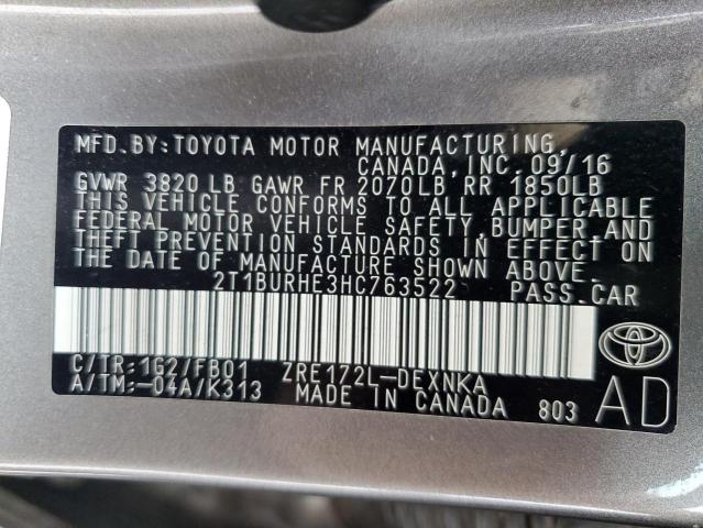 2017 TOYOTA COROLLA L - 2T1BURHE3HC763522