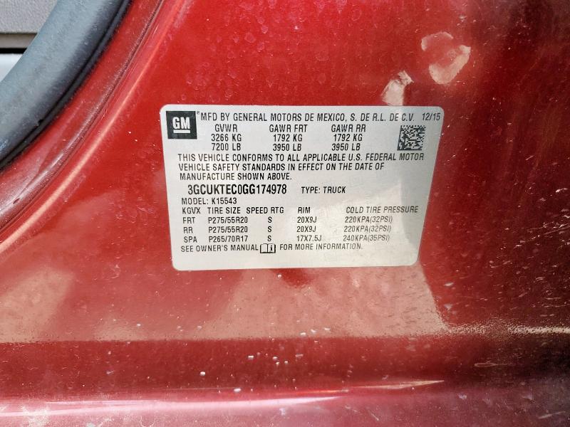 2016 CHEVROLET SILVERADO - 3GCUKTEC0GG174978