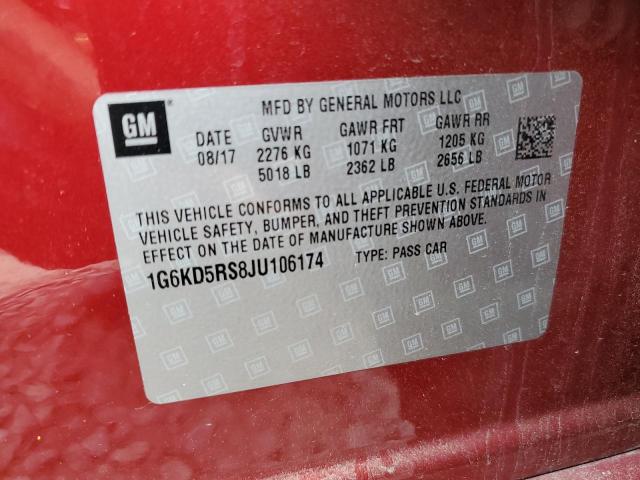 2018 CADILLAC CT6 LUXURY 1G6KD5RS8JU106174
