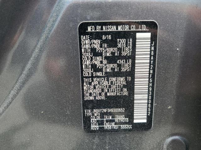 2017 NISSAN ARMADA PLA JN8AY2NF5H9300652