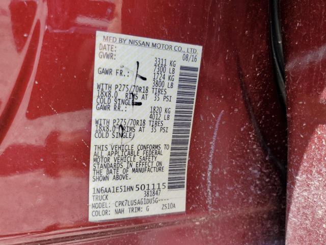2017 NISSAN TITAN SV 1N6AA1E51HN501115