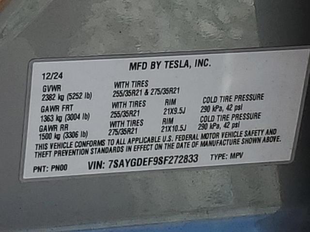 2025 TESLA MODEL Y 7SAYGDEF9SF272833