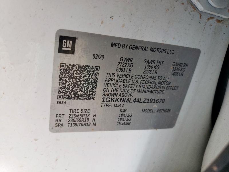 2020 GMC ACADIA SLT 1GKKNML44LZ191670