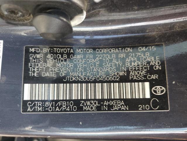 2015 TOYOTA PRIUS JTDKN3DU5F0450602