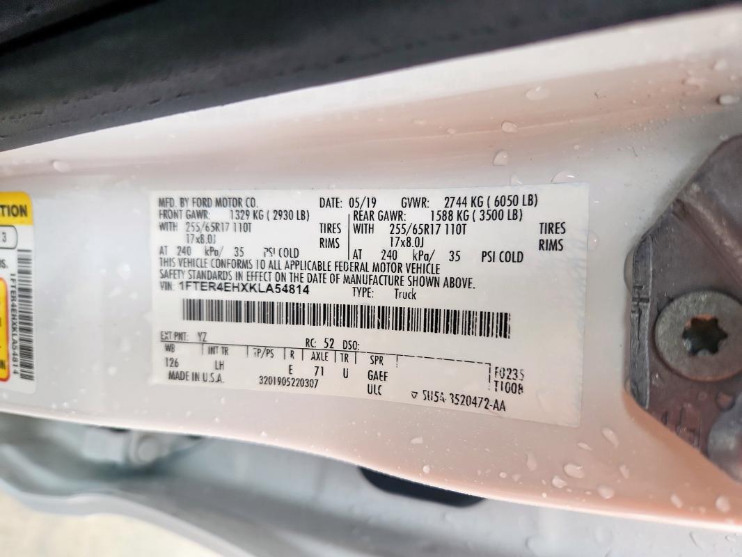 2019 FORD RANGER XL 1FTER4EHXKLA54814