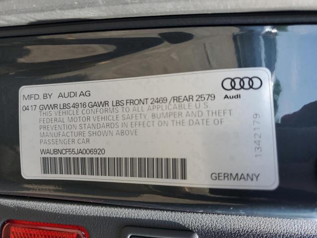 2018 AUDI A5 PREMIUM WAUBNCF55JA006920