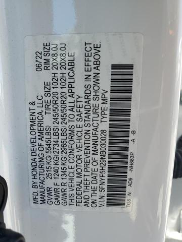 2022 HONDA PILOT SE 5FNYF5H29NB030028