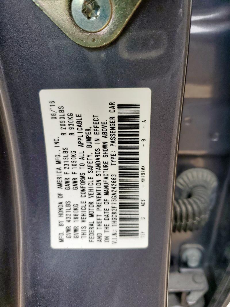 2016 HONDA ACCORD EX - 1HGCR2F75GA242663