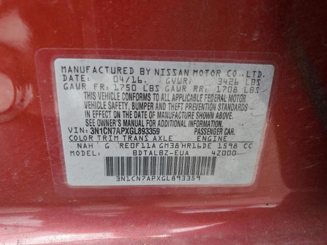 2016 NISSAN VERSA S - 3N1CN7APXGL893359