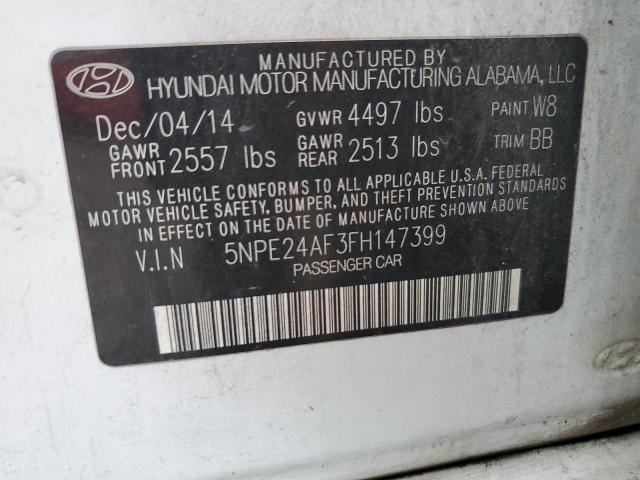 2015 HYUNDAI SONATA SE 5NPE24AF3FH147399