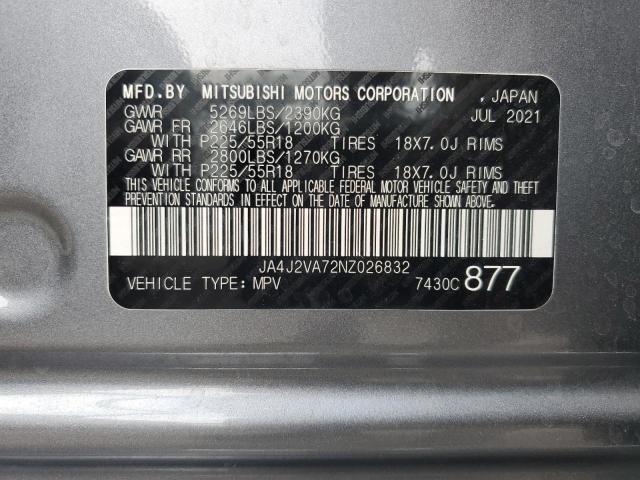 2022 MITSUBISHI OUTLANDER JA4J2VA72NZ026832