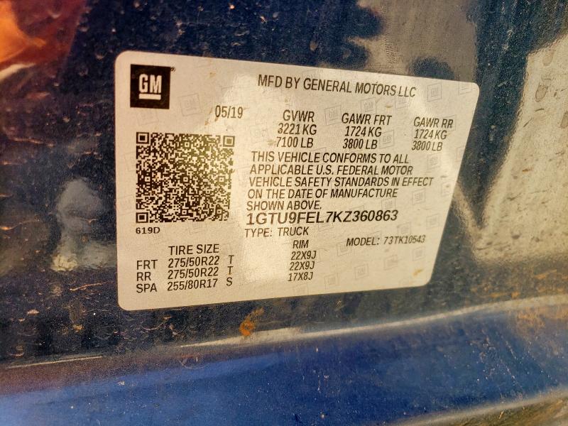 2019 GMC SIERRA K15 - 1GTU9FEL7KZ360863