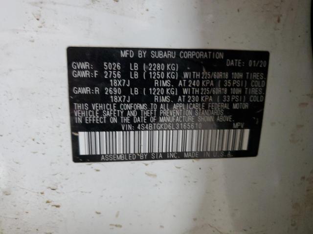 2020 SUBARU OUTBACK ON 4S4BTGKD6L3165610