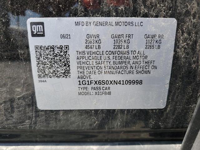 2022 CHEVROLET BOLT EV 2L 1G1FX6S0XN4109998