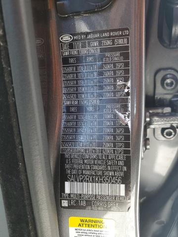 2019 LAND ROVER RANGE ROVE SALVP2RX1KH350456