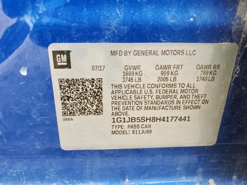 2017 CHEVROLET SONIC LS 1G1JB5SH8H4177441