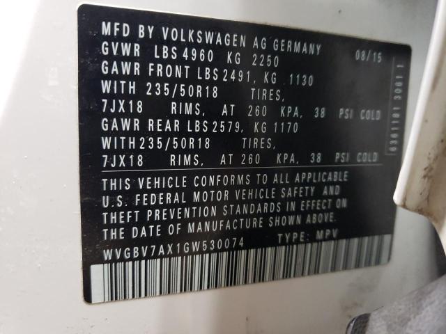 2016 VOLKSWAGEN TIGUAN S - WVGBV7AX1GW530074