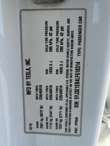 2020 TESLA MODEL 3 5YJ3E1EB4LF618314