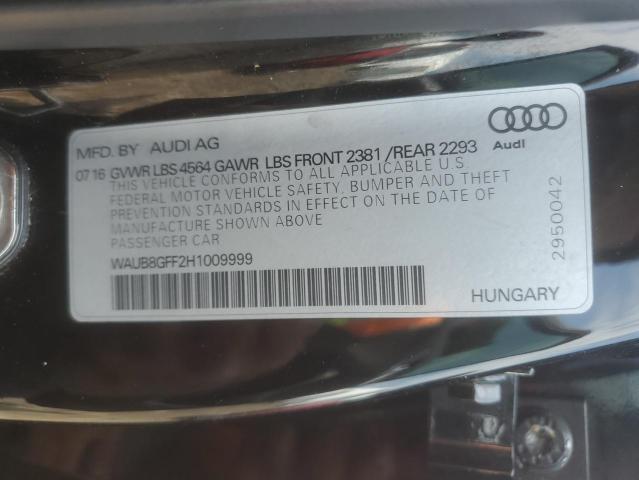 2017 AUDI A3 PREMIUM WAUB8GFF2H1009999