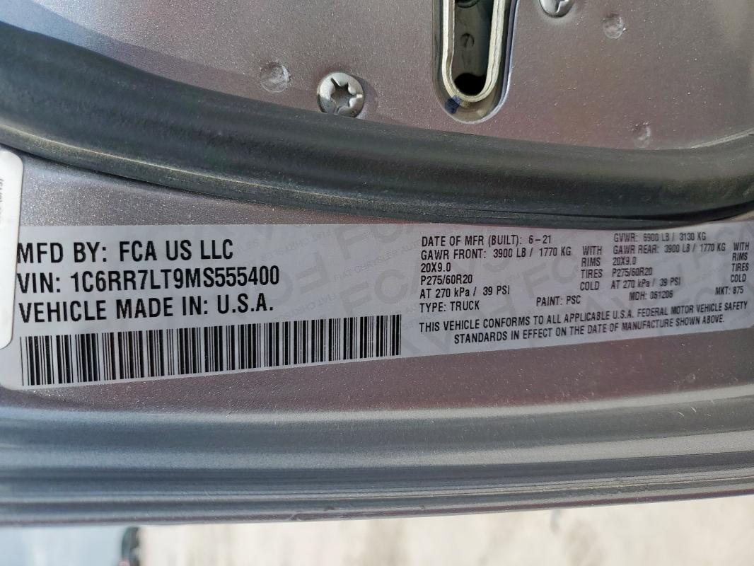 2021 RAM 1500 CLASS 1C6RR7LT9MS555400
