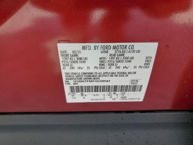 2015 FORD EXPLORER L - 1FM5K7F85FGC09543