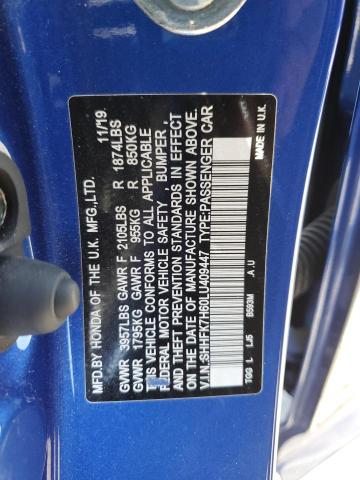 2020 HONDA CIVIC EX SHHFK7H60LU409447
