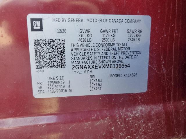 2021 CHEVROLET EQUINOX PR 2GNAXXEVXM6136654