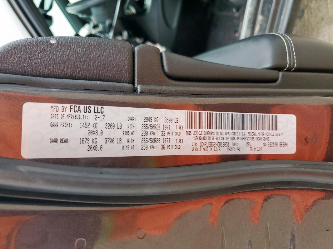 2017 JEEP GRAND CHER - 1C4RJEBG2HC816651