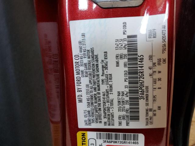 2016 FORD FUSION SE 3FA6P0H72GR141465
