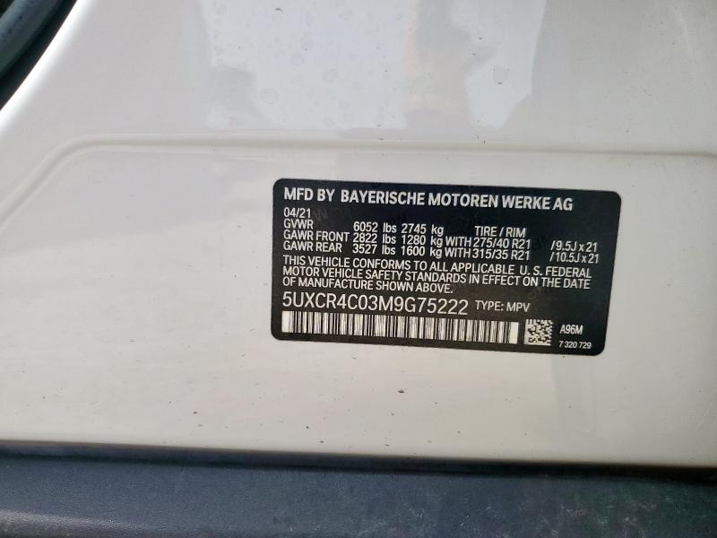 2021 BMW X5 SDRIVE 5UXCR4C03M9G75222
