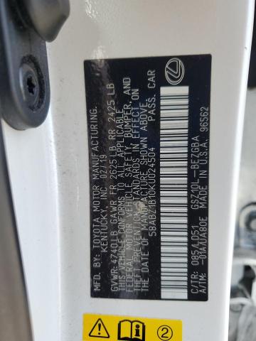 2019 LEXUS ES 350 58ABZ1B10KU024504