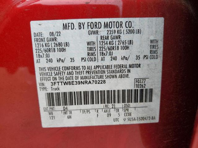 2022 FORD MAVERICK X - 3FTTW8E39NRA70228