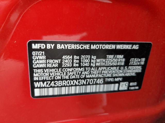 2022 MINI COOPER COU WMZ43BR0XN3N70746