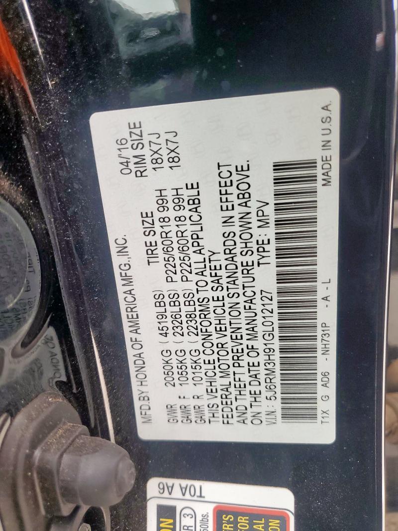 2016 HONDA CR-V TOURI 5J6RM3H91GL012127
