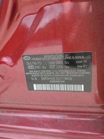 2016 HYUNDAI ELANTRA SE 5NPDH4AE3GH778608