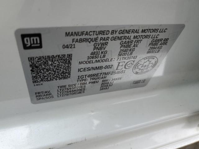 2021 GMC SIERRA K25 1GT49RE77MF254681