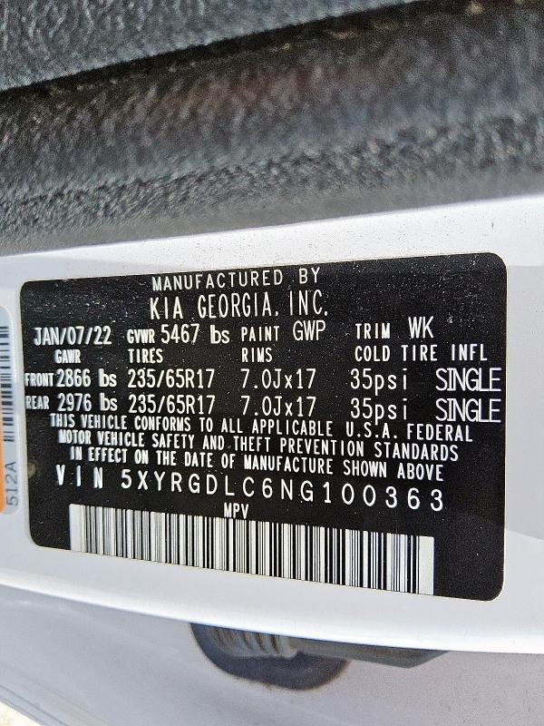 2022 KIA SORENTO LX 5XYRGDLC6NG100363